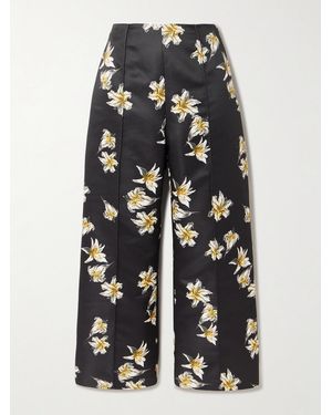 Emilia Wickstead Daffy Paneled Floral-Print Faille Wide-Leg Pants - Blue
