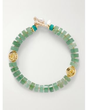 Lizzie Fortunato Nautilus-Tone, Pearl And Quartz Necklace - Green