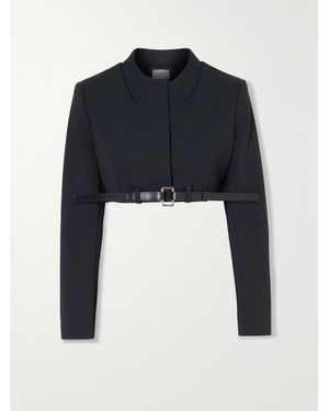 Coperni Cropped Belted Stretch-Crepe Jacket - Blue