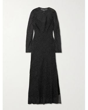 SIR. Lisander Layered Polka-Dot Silk-Chiffon Maxi Dress - Black