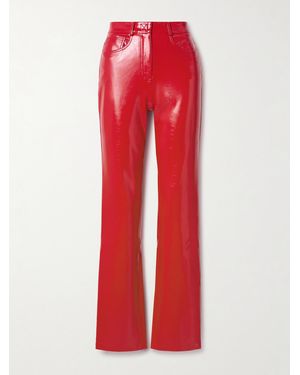 Norma Kamali Vegan Patent-Leather Skinny Pants - Red