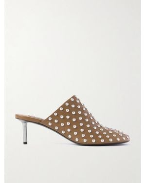 Jil Sander Studded Leather Mules - Brown