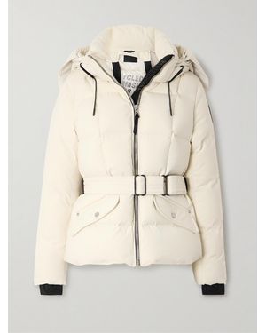 Rudsak Caira Belted Padded Quilted Recycled-Stormshell Hooded Down Jacket - Natural