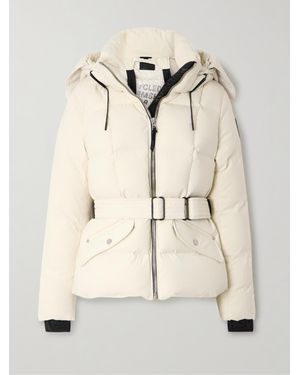 Rudsak Caira Belted Padded Quilted Recycled-Stormshell Hooded Down Jacket - Natural