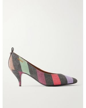 Versace Striped 65 Denim Pumps - Pink