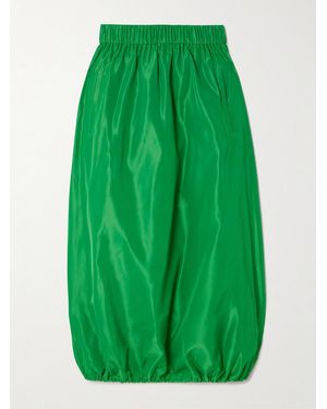 Tibi Gathered Shell Midi Skirt - Green