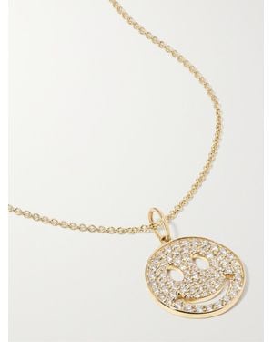 Sydney Evan Medium Happy Face 14-Karat Diamond Necklace - Natural