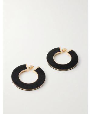 Alaïa Tone Calf Hair Hoop Earrings - Black