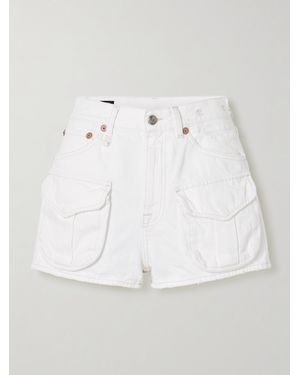 R13 Boyfriend Distressed Denim Shorts - White