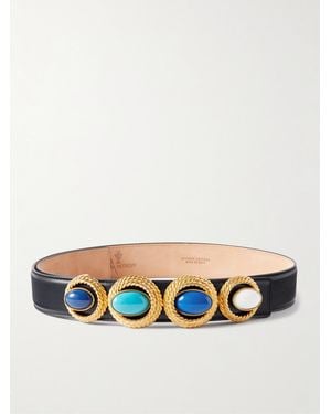 Sonia Petroff Nest Embellished Leather Belt - Black