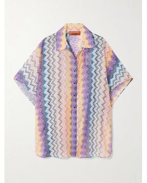 Missoni Printed Cotton And Silk-Blend Shirt - Blue