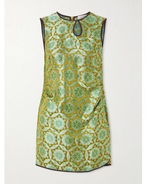 Christopher Esber Palmira Ruched Cutout Floral Brocade Mini Dress - Green