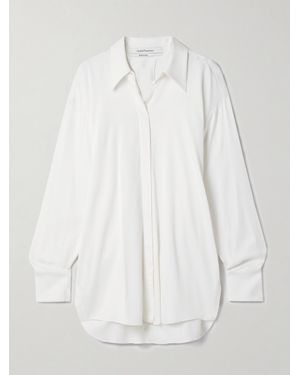 Another Tomorrow Satin-Crepe Shirt - White