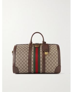 Gucci Ophidia Leather-Trimmed Printed Coated-Canvas Weekend Bag - Brown