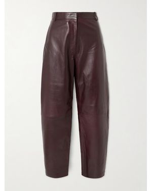 St. Agni Leather Tapered Trousers - Purple
