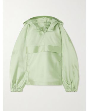 Carven Oversized Satin-Twill Hooded Jacket - Green