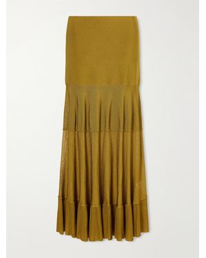 Altuzarra Gorrell Tiered Stretch-Knit Maxi Skirt - Green