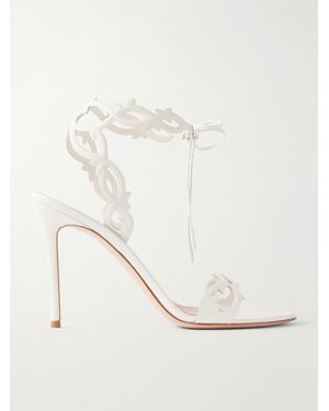 Gianvito Rossi 95 Laser-Cut Leather Sandals - Natural