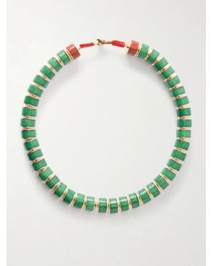 Roxanne Assoulin The Stone Slice-Tone Jade And Carnelian Beaded Necklace - Green