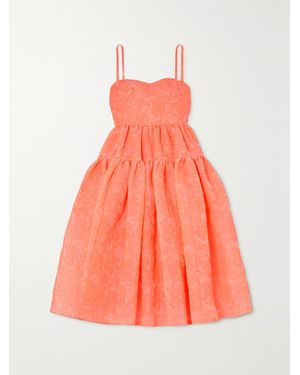 Erdem Abelia Tiered Cloqué Midi Dress - Pink