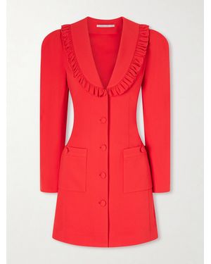 Alessandra Rich Ruffled Cady Mini Dress - Red