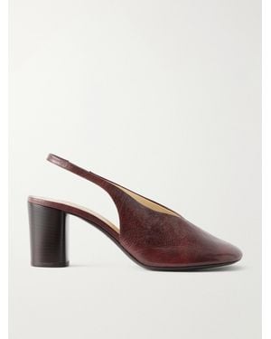 Lemaire Glove 80 Crinkled-Leather Slingback Pumps - Brown