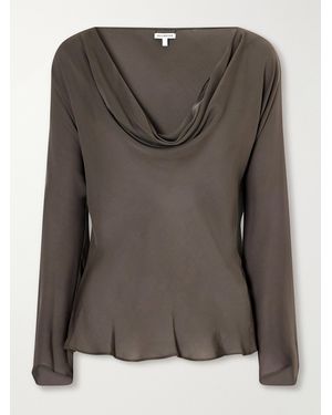 Kallmeyer Wilka Draped Silk-Georgette Blouse - Grey