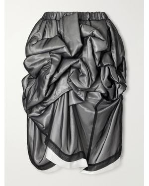 Comme des Garçons Ruched Georgette And Padded-Satin Midi Skirt - Grey