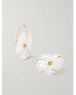 Lizzie Fortunato Boucles D'Oreilles En Plaqué Or, Nacre Et Topazes New Bloom - Blanc