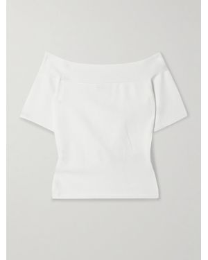 McQueen Off-The-Shoulder Stretch-Knit Top - White