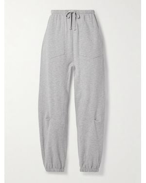 Nili Lotan Dulce Cotton-Blend Jersey Track Trousers - Grey