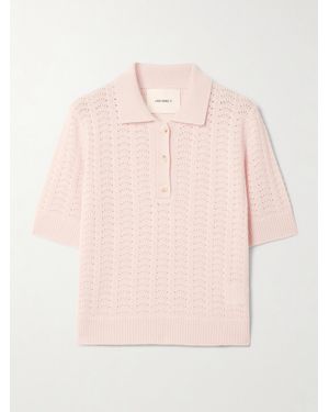 Lisa Yang Masy Pointelle-Knit Cashmere Polo Shirt - Pink