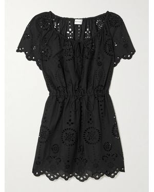 Matteau Scalloped Broderie Anglaise Cotton Mini Dress - Black