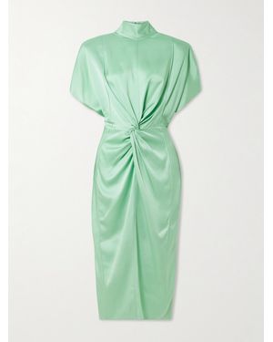 Stella McCartney Twisted Satin Turtleneck Dress - Green