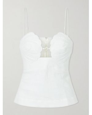 FARM Rio Shell Peplum Linen Blouse - White