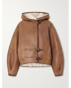 Isabel Marant Amiel Leather-Trimmed Shearling Hooded Jacket - Brown