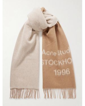 Acne Studios Fringed Wool-Jacquard Scarf - Natural