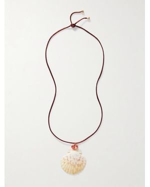 Jennifer Behr Atrani-Plated, Shell, Crystal And Cord Necklace - White