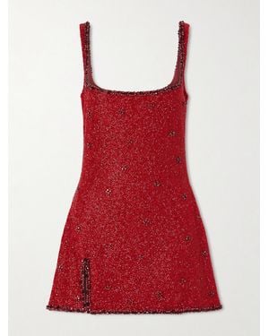 Clio Peppiatt Athena Minikleid Aus Stretch-Mesh Mit Verzierungen - Rot