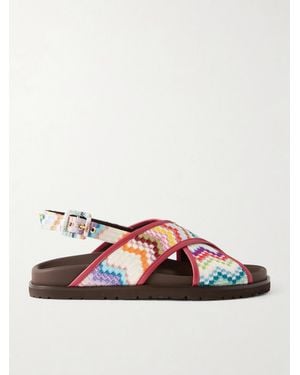Missoni Allan Striped Leather-Trimmed Lurex Sandals - Multicolor