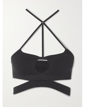 ANDREADAMO Cutout Ribbed Stretch-Jersey Bra - Black