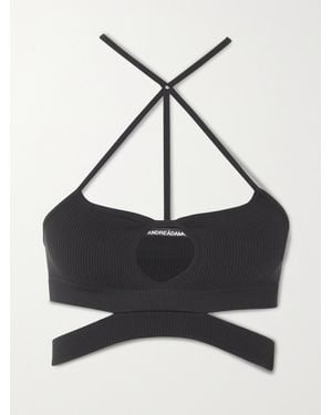 ANDREADAMO Cutout Ribbed Stretch-Jersey Bra - Black
