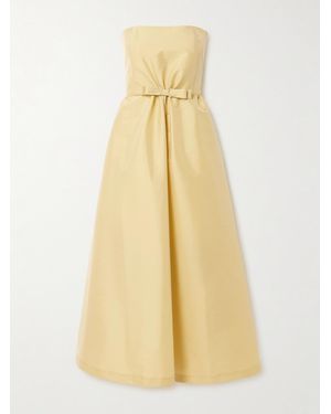 BERNADETTE Bodette Strapless Bow-Detailed Taffeta Midi Dress - Natural