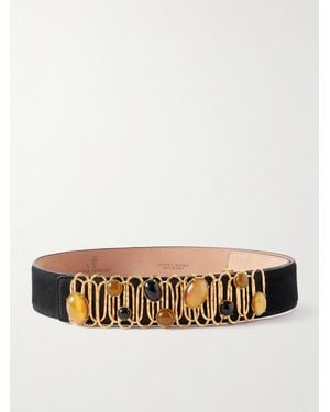 Sonia Petroff Loop De Loop Embellished Suede Belt - Black