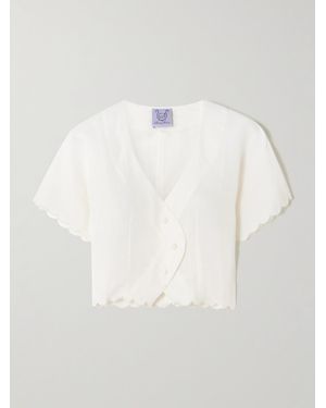 Thierry Colson Haut En Coton Et Lin Mélangés À Festons Bianca - Blanc