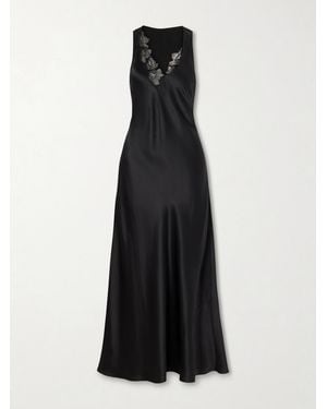 SIR. Montparnasse Lace-Trimmed Silk-Satin Gown - Black
