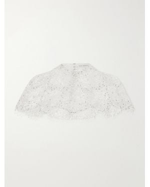Clio Peppiatt Selkie Fringed Bead-Embellished Silk-Organza Cape - Natural