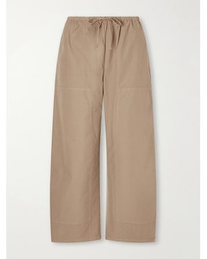 Leset Kyoto Drawstring Cotton-Twill Barrel-Leg Pants - Natural