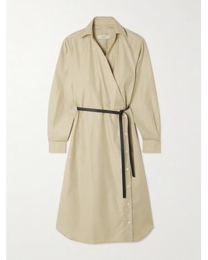 James Purdey & Sons Belted Cotton And Tencel Lyocell-Blend Poplin Midi Wrap Dress - Natural