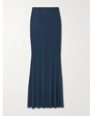 Rebecca Vallance Elivera Crystal-Embellished Stretch-Tulle Maxi Skirt - Blue